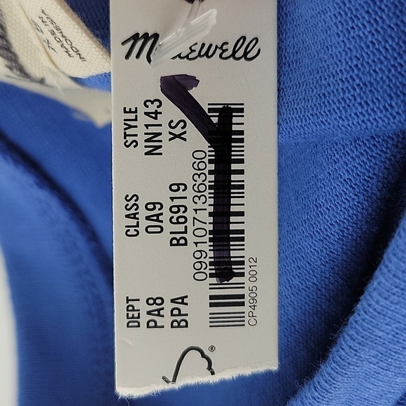 Madewell Heavyweight Jersey Crewneck Tee in Blue Parasol size XS NWT NM143 - Picture 5 of 8